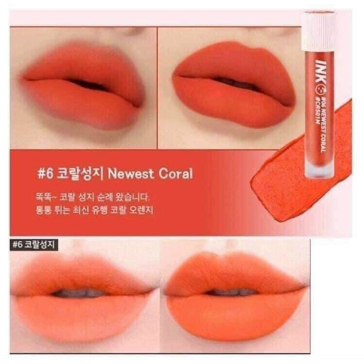 ♥️♥️Son kem #INK bản Matte Blur tint màu 06 Newest coral cam san hô đã hạ cánh rồi ạ 🍀🍀