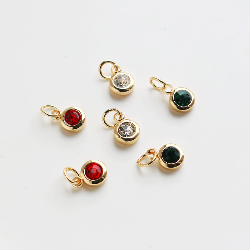 Mặt Dây Chuyền/Vòng Tay/Dây Chuyền Bằng Đồng 14k Đính Đá Zircon 6mm diy