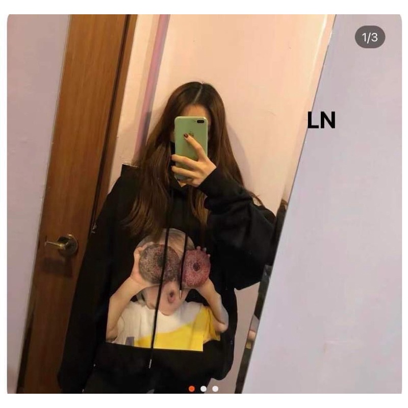 Áo Hoodie Hình Bé Ăn Bánh AD dễ thươngChất nỉ cotton cao cấpThời trang Nam nữ Unisex mùa đông kute đôi nhóm