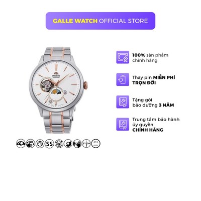 Đồng hồ Orient Sun And Moon Bambino Open Heart RA-AS0101S10B nam máy cơ chống nước kính cường lực dây thép chính hãng