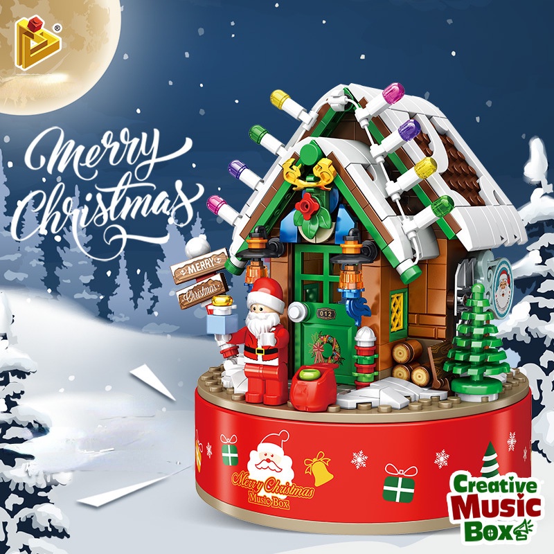 Đồ chơi Lắp ráp Mô hình Panlos 656012 Children's Christmas theme with rotating music box  quà Giáng sinh