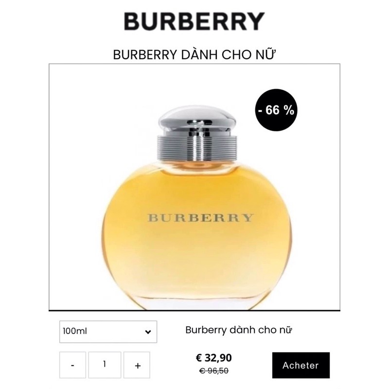 Nước hoa Burberry pour Femme Eau de Parfum