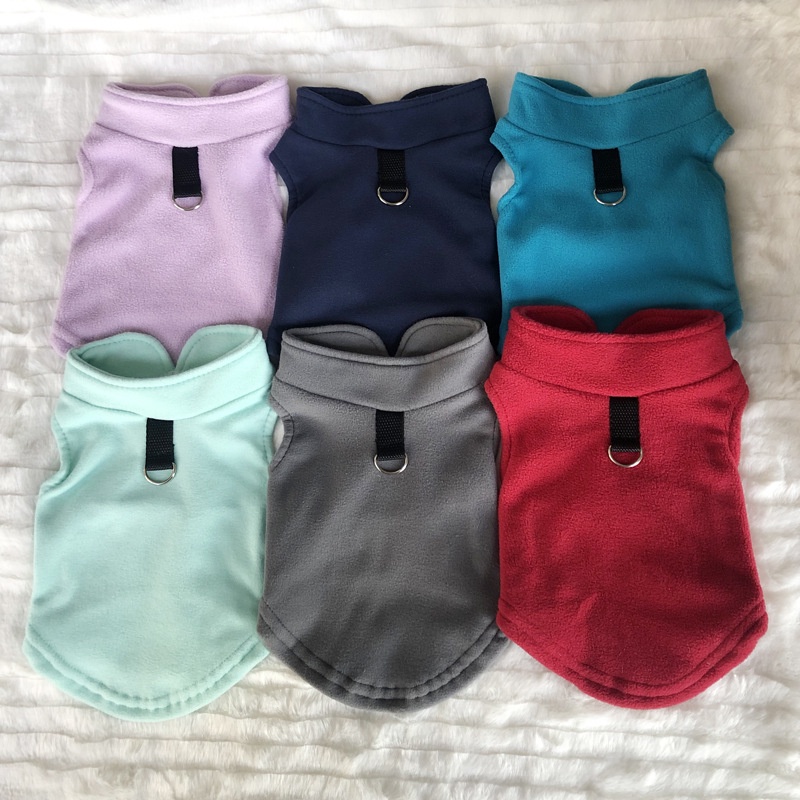 Áo giữ ấm cho chó cưng vải dày màu trơn phong cách thu đông