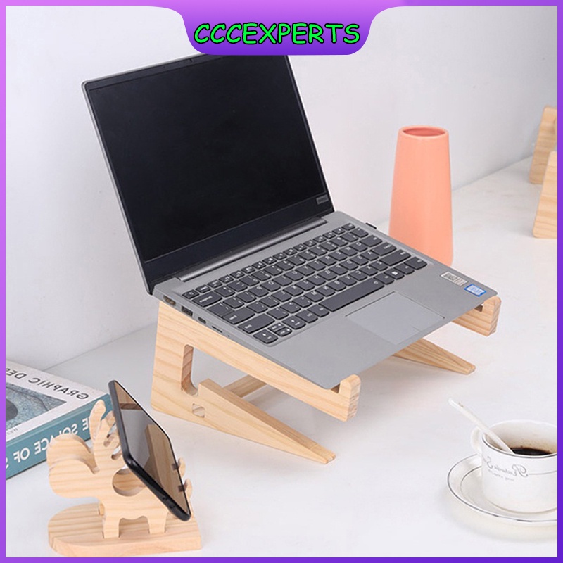 Giá đỡ máy tính xách tay Cccexperts 2 trong 1 bằng gỗ tiện lợi | BigBuy360 - bigbuy360.vn