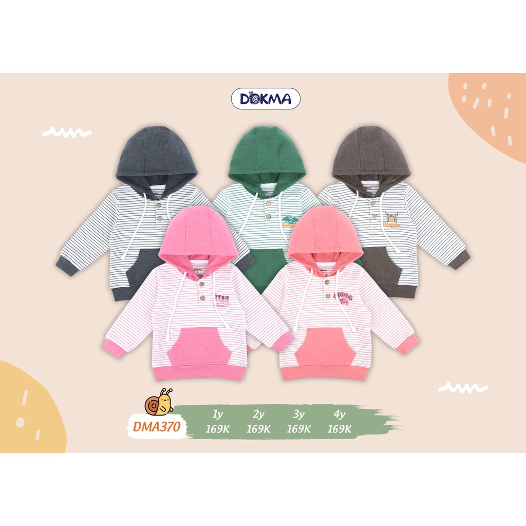 (1-4y) Áo dài tay hoodie có mũ vải cotton dày vừa - DOKMA