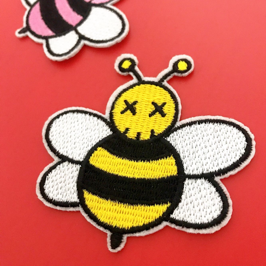 ☸ Fashion Brand - KAWS &amp; D I O R HOMME Patch ☸ 1Pc Pink Bee / Yellow Bee Diy Sew on Iron on Patch