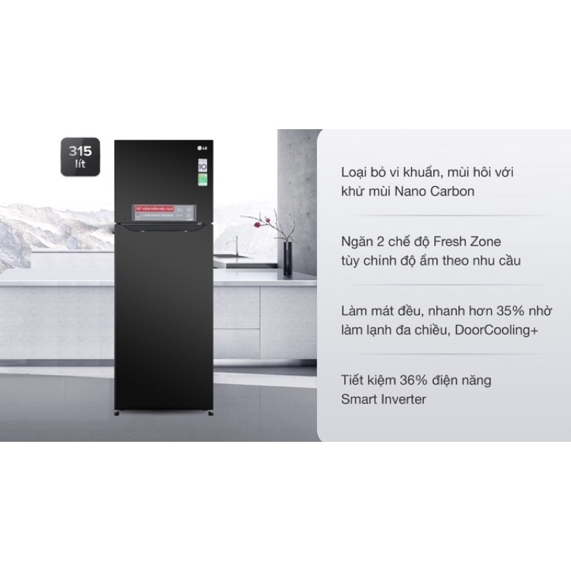 Tủ lạnh LG Inverter 315 lít GN-M315BL