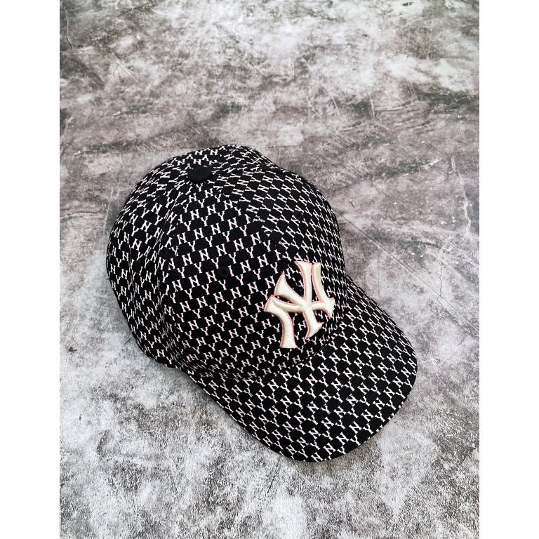 (HÀNG XUẤT XỊN) Mũ / Nón nhiều logo đen/hồng N03 N//Y MONOGRAM BASEBALL CAP BLACK/PINK Made in Viet//nam full-tem-tag