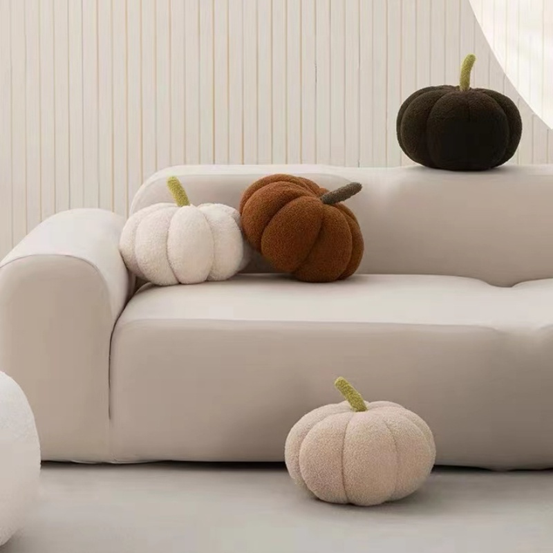 Dễ thương ném gối teddy fleece pumpkin-shaped pillows đệm trang trí siêu mềm cho sofa bed home living decor ready stock