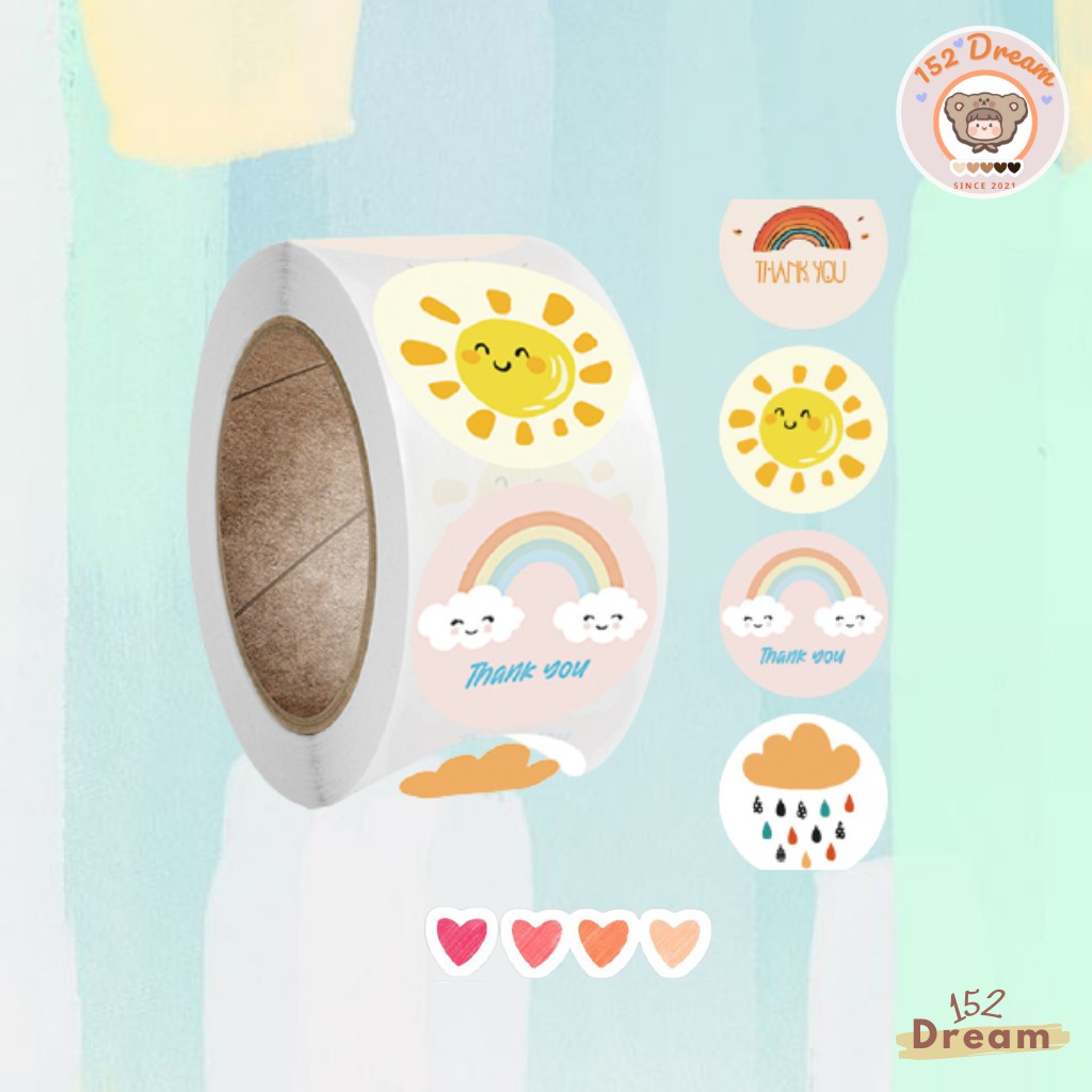 Cuộn 500 Sticker Nhãn Dán Thank You Dùng Để Trang Trí Đóng Gói Hàng | BigBuy360 - bigbuy360.vn