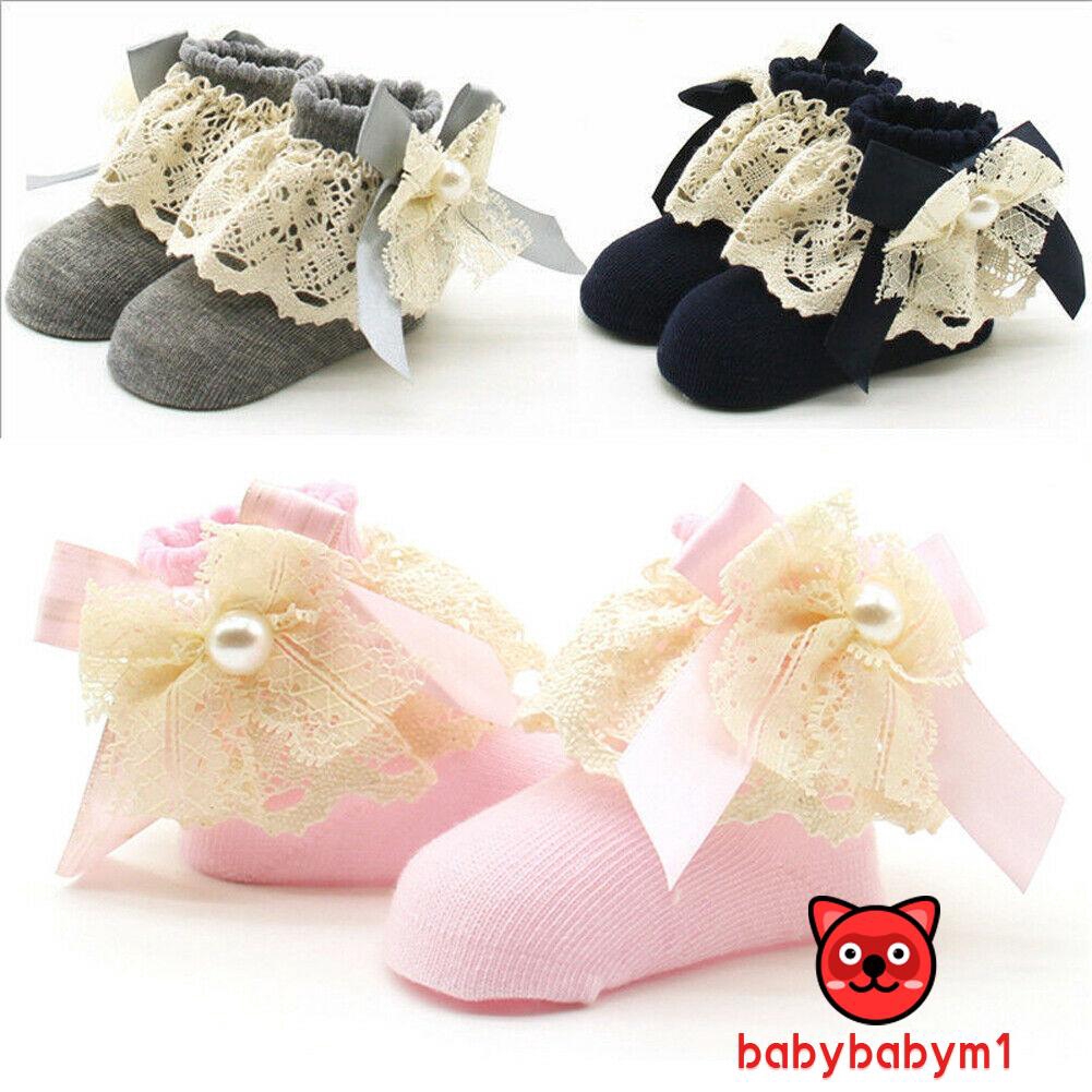 Đôi Vớ Phối Ren Đính Nơ Dễ Thương Cho Bé Gái