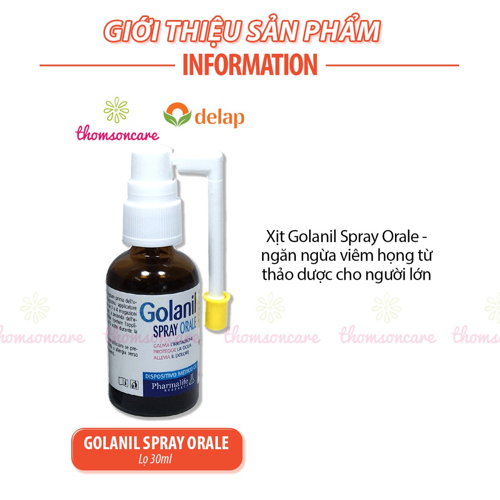 Xịt Golanil Spray Orale - ngăn ngừa viêm họng từ thảo dược cho người lớn