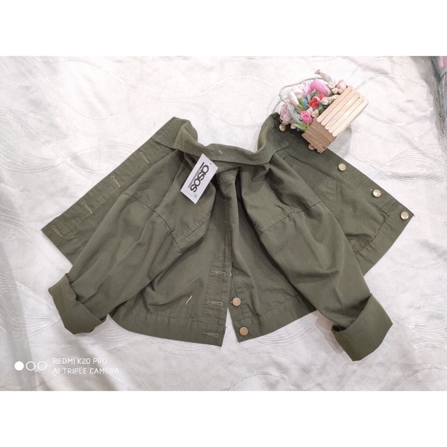 Áo khoác kaki nút lưng, kèm ảnh thật