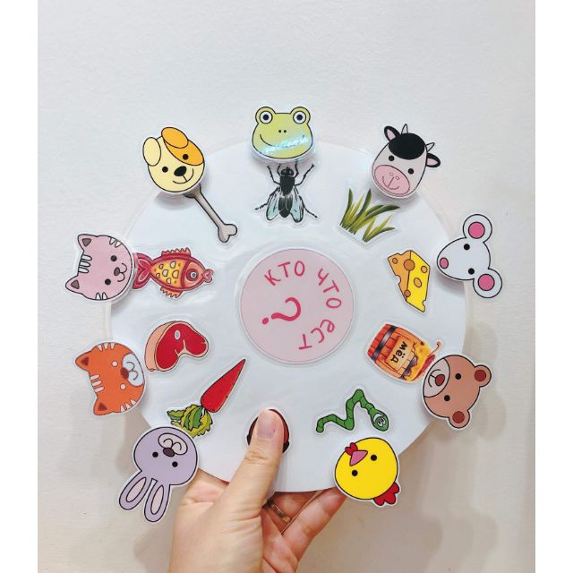 Đồ chơi Con gì ăn gì- Giấy cứng ép plastic có bóc dán