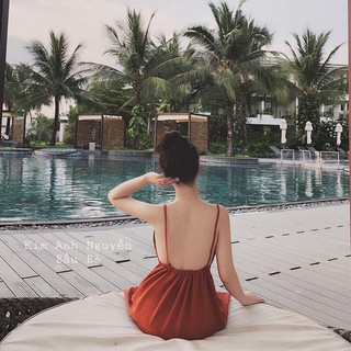 Váy maxi 2 dây đi biển kèm mút ngực