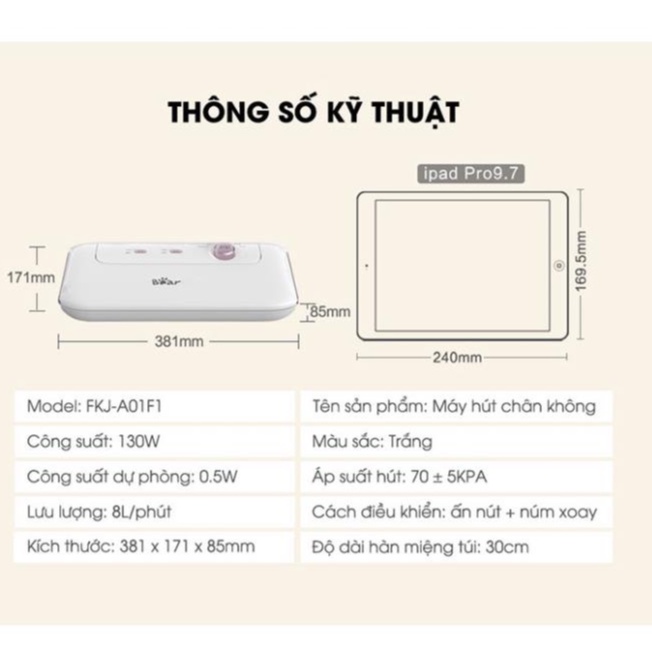 Máy hút chân không mini tự động Bear FKJ-A01F1 và hàn miệng túi , 4 tính năng giúp bảo quản thực phẩm lâu,BH 12t