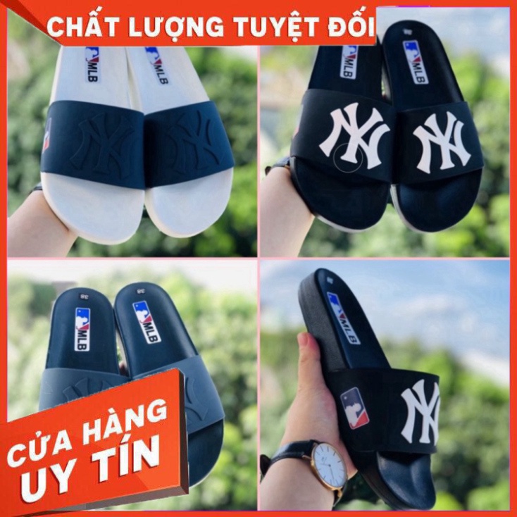 [FREE SHIP] Dép unisex 𝐌𝐋𝐁 𝗡𝗬 ❤️FREESHIP + Hộp❤️ dép mlb bóng chày quai ngang thể thao nam nữ pvc ch