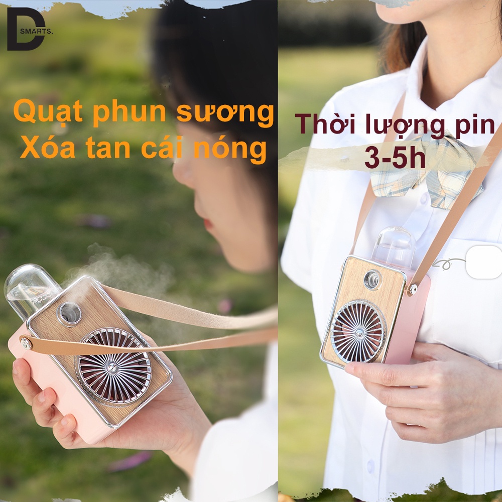 Quạt mini cầm tay, máy phun sương tạo ẩm, đèn ngủ ban đêm phong cách cổ điển