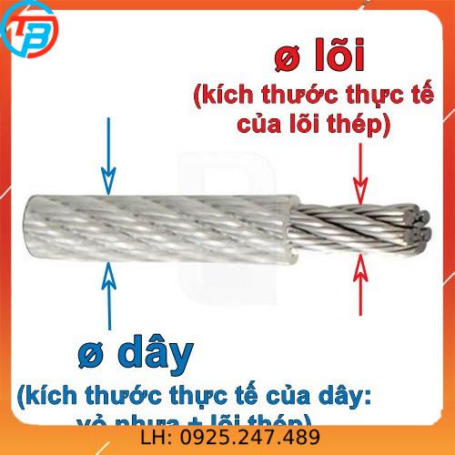 Cáp bọc nhựa (cáp thép bọc nhựa) cuộn 100 mét - Size 2 ly &gt; 6 ly CÁP THÉP Thái Bình Vina