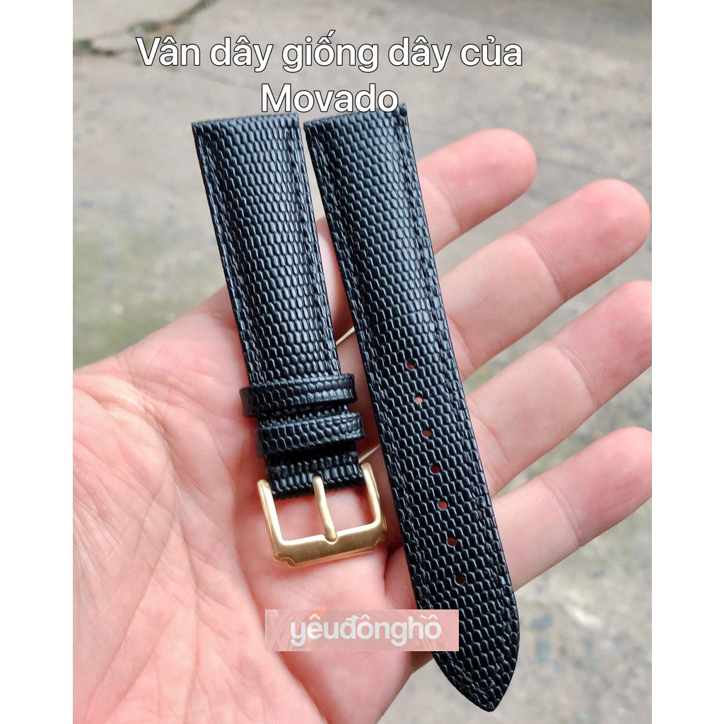 Dây Đồng Hồ Da Bò Dập Vân Kiểu Movado Kèm Khóa [Tặng kèm dụng cụ thay dây]