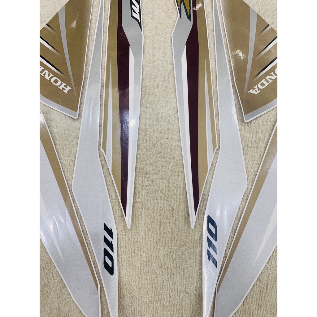 Bộ tem 3 lớp decal dán xe máy honda wave rsx 110 đời 2014 màu đồng zin thái siêu đẹp