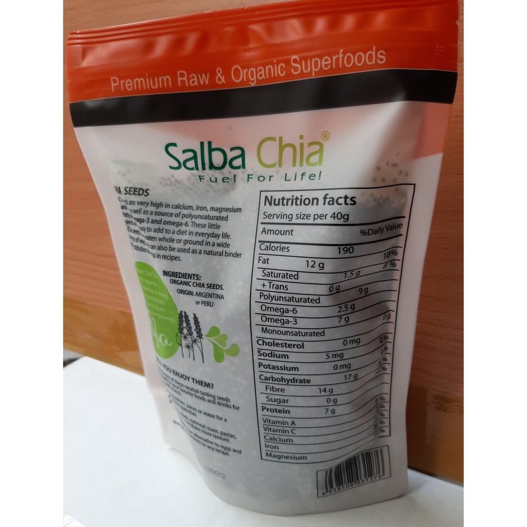 Hạt chia – Salba HỮU CƠ chia organic 450g date 6 2022