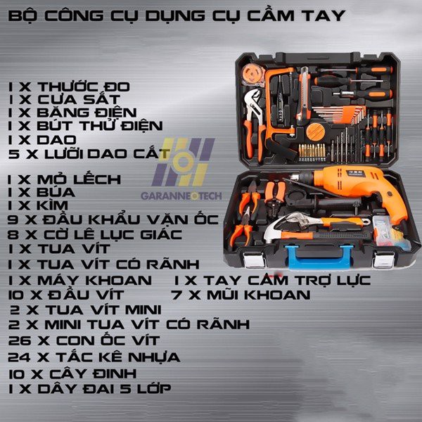 Bộ Dụng Cụ Sửa Chữa Đa Năng 112 Món Có Máy Khoan