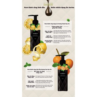 Kem đánh trắng răng Anriea Essential Oil Pumping Toothpaste - 200ml (tặng 2 gói nước súc miệng)