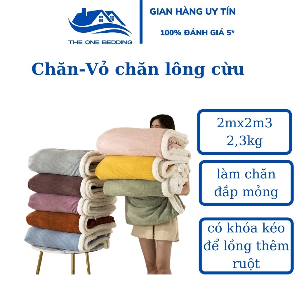 Chăn lông cừu,Vỏ chăn lông cừu The One Bedding cao cấp có khóa kéo để lồng ruột 2mx2m3 ( nhiều mầu sắc)