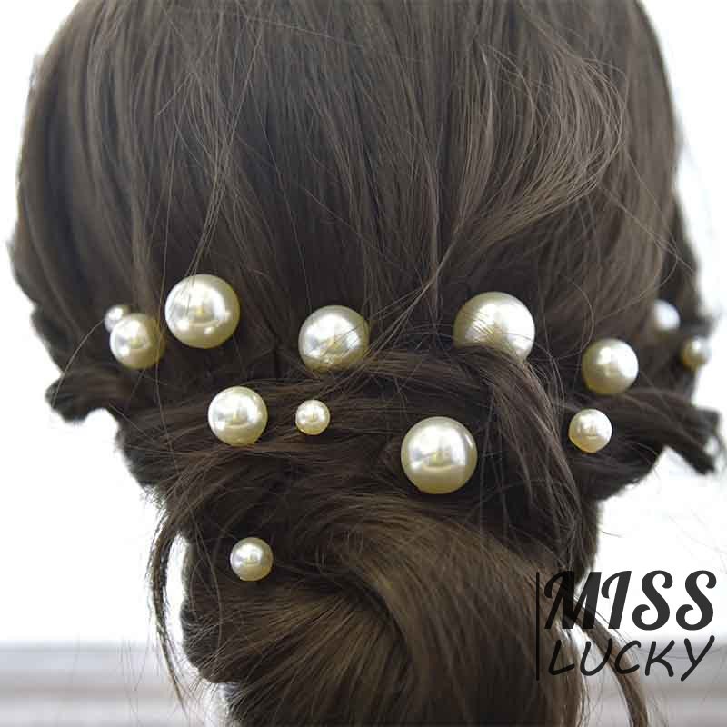 Set 18 Kẹp Tóc Chữ U Đính Ngọc Trai Giả Trang Trí Tóc Cô Dâu
