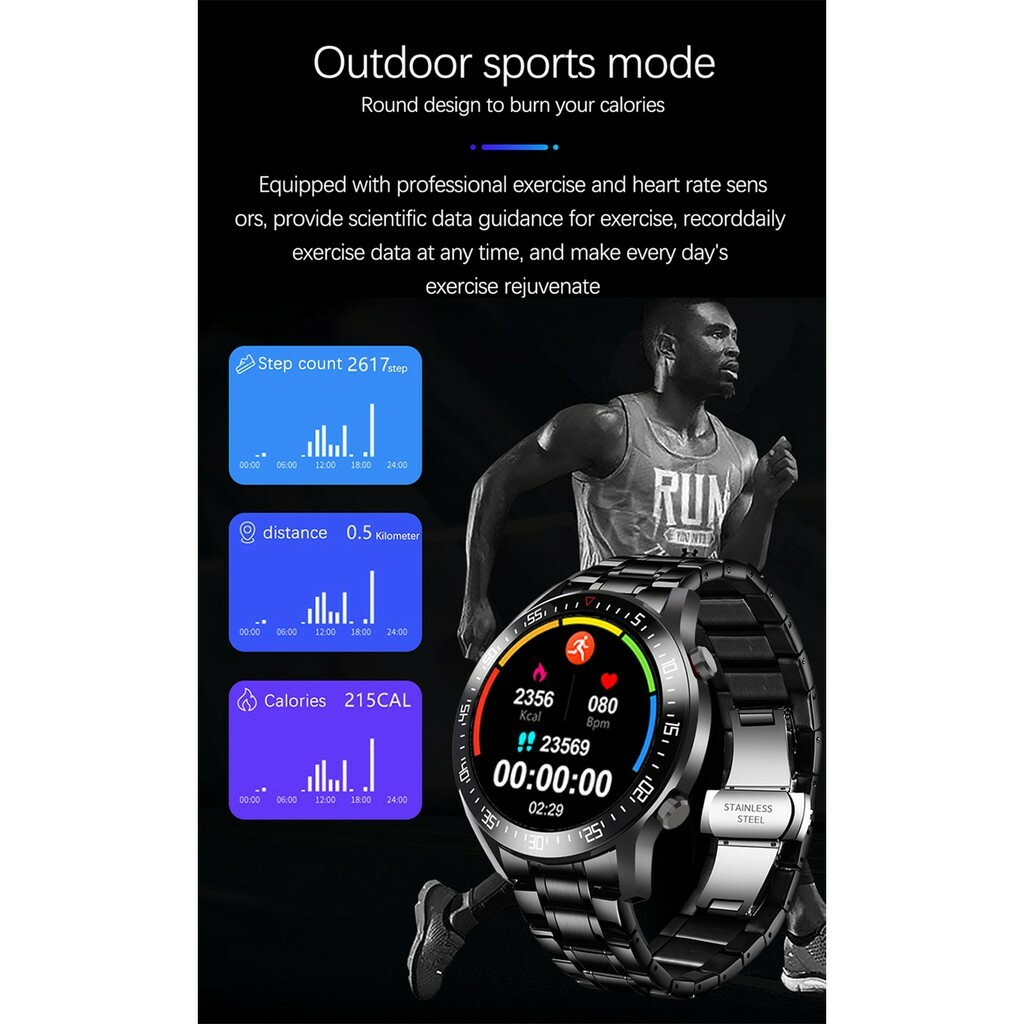 BOZLUN Đồng hồ thông minh Đồng hồ đo nhịp tim Máy đo huyết áp Thể thao Màn hình thể dục thể thao Slim Watch