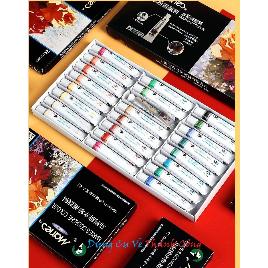 Màu Gouache Marie's 12/18/24/36m x 12ml - Màu bột dạng tuýp