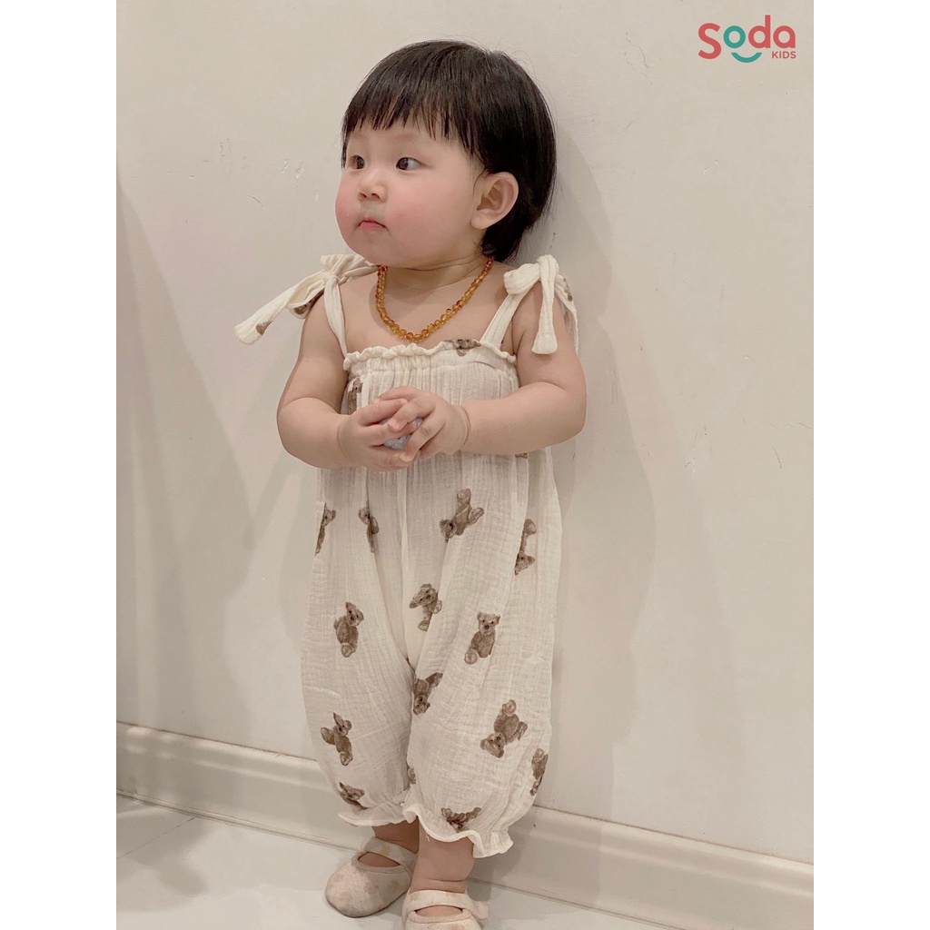 Yếm quần bé gái SODA KIDS thiết kế nơ buộc dây Hàn Quốc