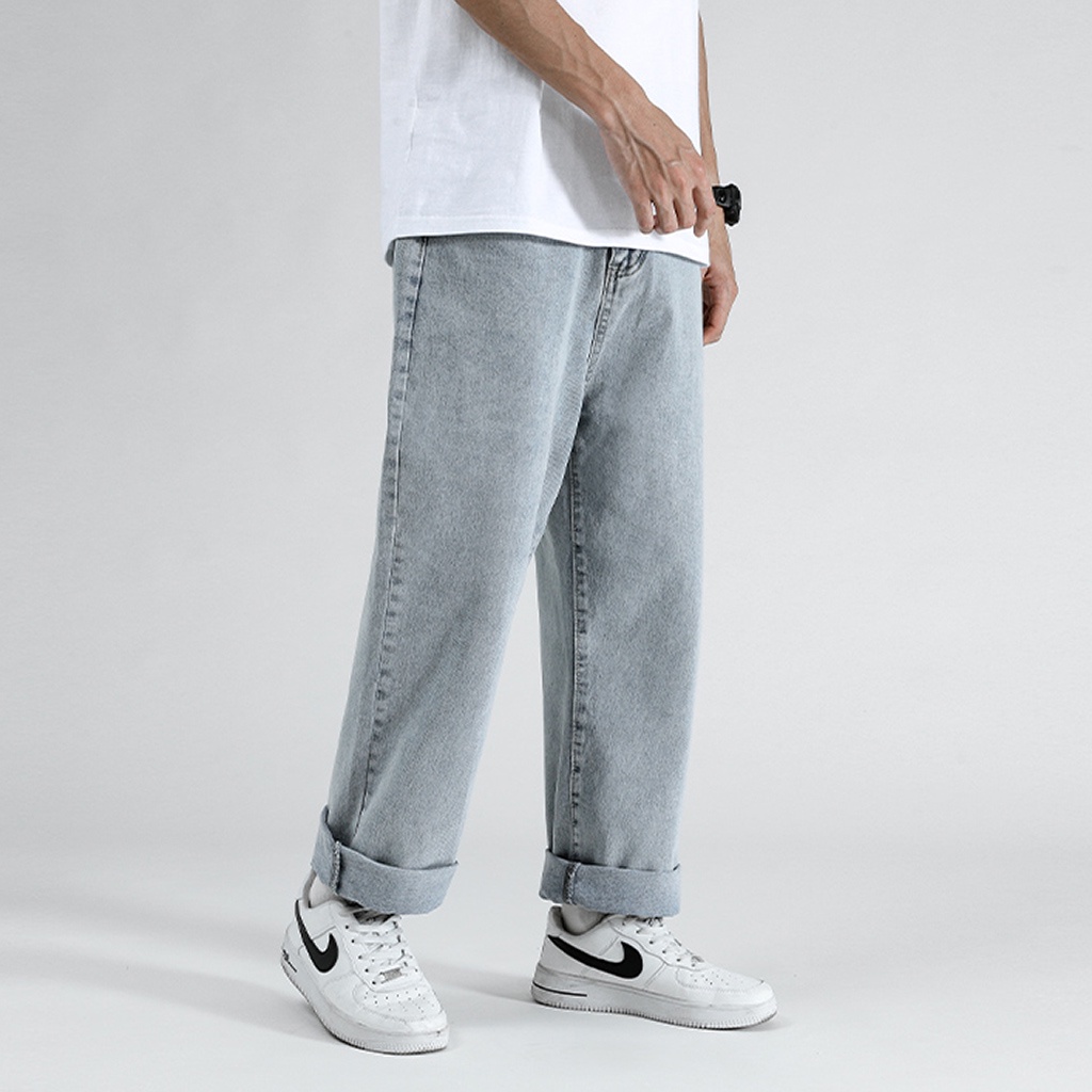 Quần Jean Nam Ống Rộng Simple Unisex - Kiểu quần jeans nam vải bò form dáng rộng suông hàn quốc Leevin Store -J031