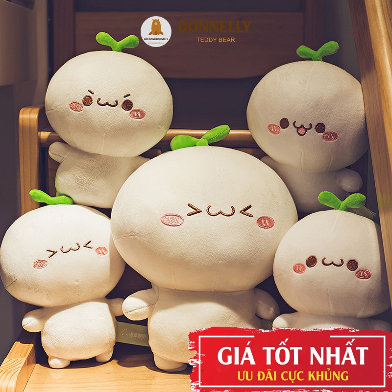 Gấu Bông Rau Mầm Cho Bé Siêu Mềm Mịn Siêu Cute, Gấu Ôm Rau Mầm Chất Nhung Co Dãn 4 Chiều Size 35cm