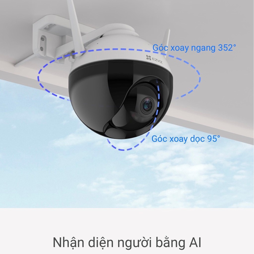 Camera WIFI Ngoài Trời Xoay 360 EZVIZ C8C 1080P Có màu Ban Đêm BÁO TRỘM