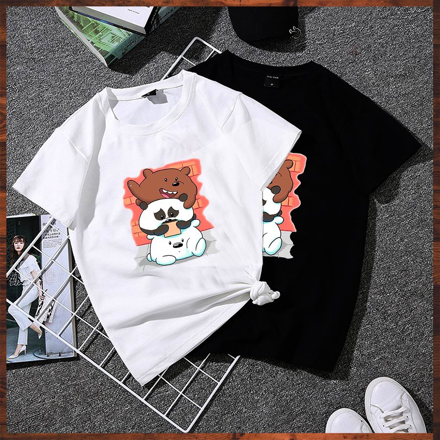 Áo thun tay lỡ form rộng in 3 chú gấu dễ thương vải dày mịn 2020TN1020