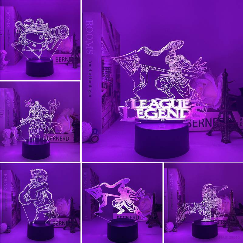 Đèn LED 3D hình nhân vật game Liên minh huyền thoại dùng trang trí
