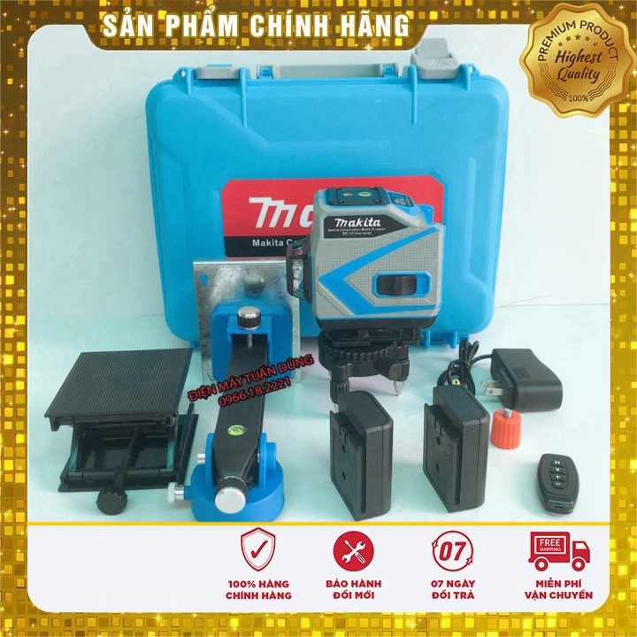 [NHẬP KHẨU] Máy cân bằng Laze 3D Makita 12 tia xanh - 2 Pin - Có điều khiển từ xa chỉnh tia to nhỏ [CAM KẾT CHÍNH HÃNG]