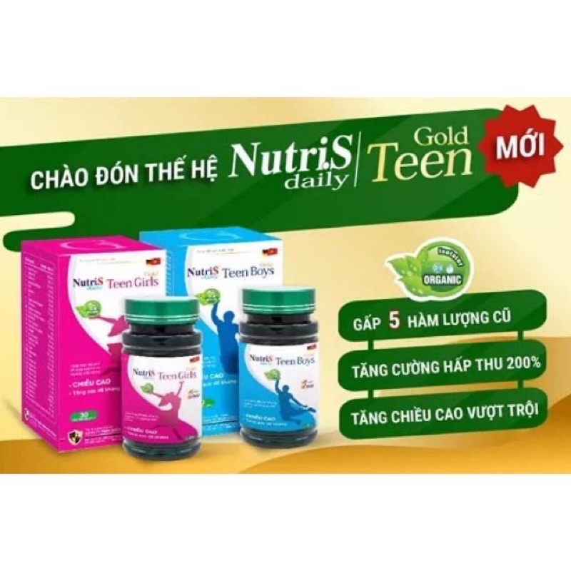 ( Mua 5 Tặng 1 ) NUTRIS TEEN BOY & GIRL - Dòng SP chuyên biệt dùng cho phát triển chiều cao của trẻ...