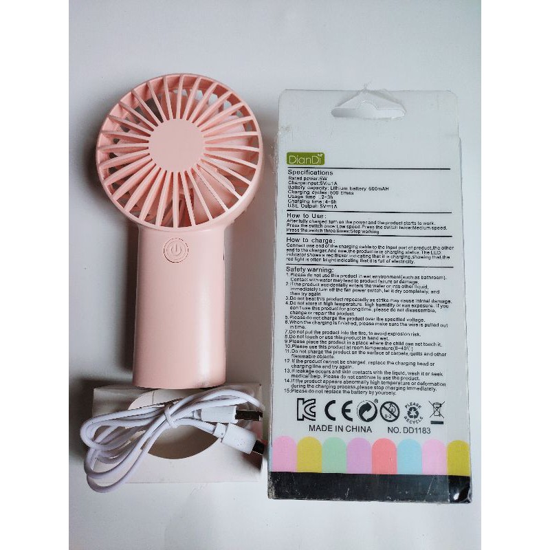 [Mã ELHA22 giảm 5% đơn 300K] Quạt Mini Cầm Tay DianDi DD1183, Mini Fan 2 Tốc Độ Gió, Pin 600mAH Có Thể Sử Dụng 2-3 Giờ