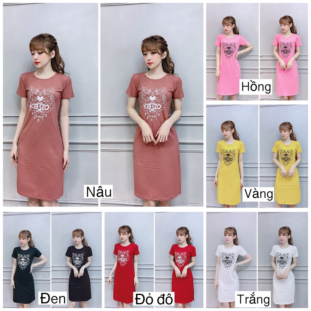 Đầm thun thái dáng suông form dài xẻ tà form dưới 60kg | BigBuy360 - bigbuy360.vn