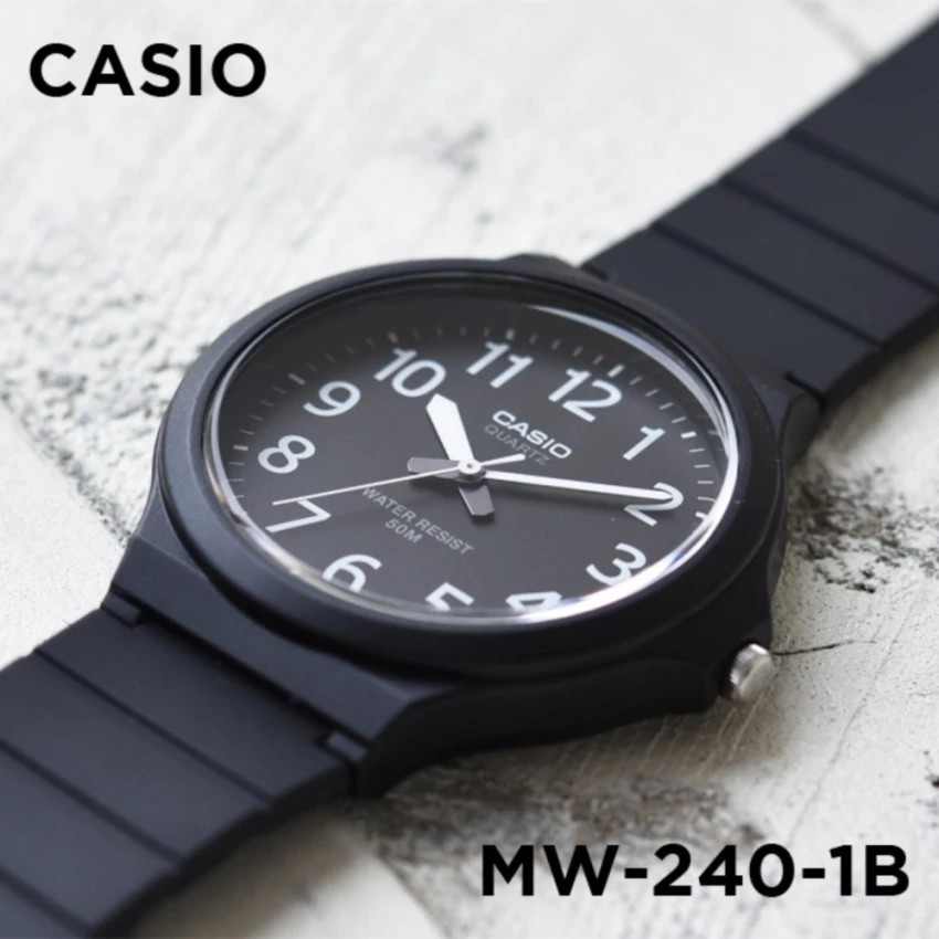 Đồng Hồ Nam Casio MW-240-1BV Dây Nhựa Màu Đen-Mặt Số Màu Trắng - Chống nước 5 ATM Bả