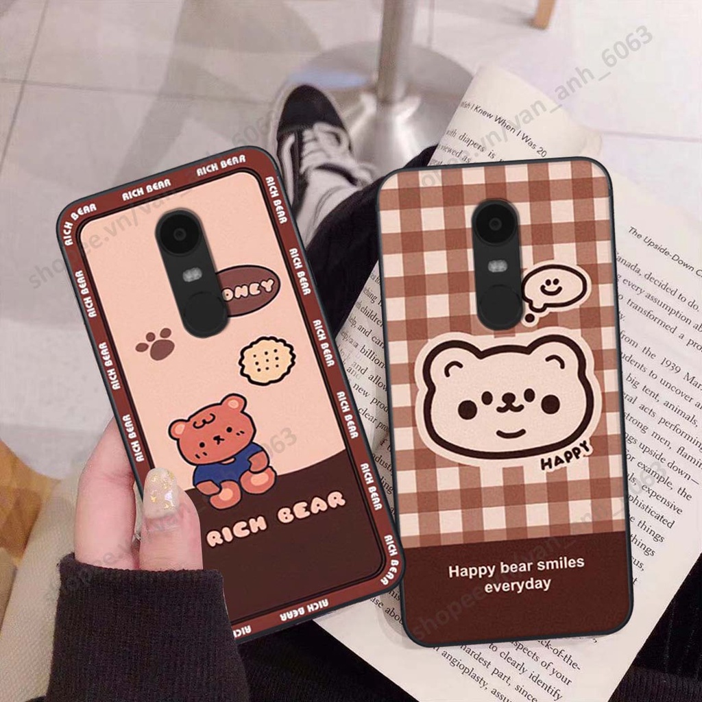 Ốp lưng Xiaomi Redmi Note 4/ Note 4x / Redmi 5 Plus in hình hoa, gấu rich bear nghệ thuật, thời trang