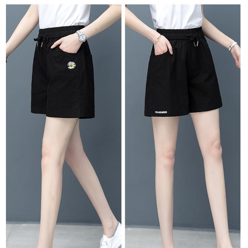 Quần Short Thể Thao Lưng Cao Dáng Rộng Plus Size Chất Liệu Cotton Lanh Cho Nữ | BigBuy360 - bigbuy360.vn