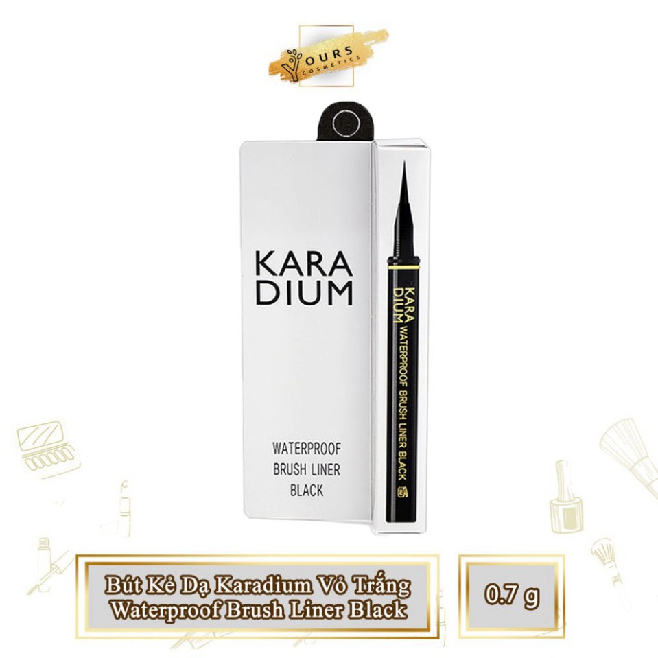 [Auth Hàn] Bút Kẻ Mắt Nước Karadium Không Trôi Waterproof Brush Liner Black Vỏ Trắng - Bút Kẻ Dạ Karadium Hàn Quốc F60