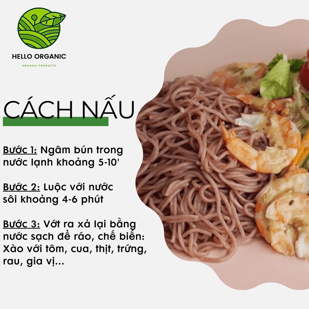 Bún gạo lứt đen thực dưỡng Hoàng Minh, dành cho người ăn kiêng eatclean, hỗ trợ giảm cân hiệu quả - Hello Organic