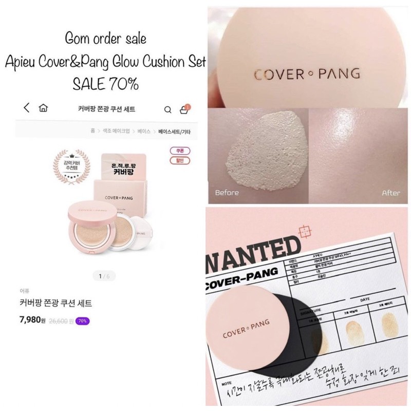 [gom sale 70%  - DATE 11-12/2022] Phấn nước APieu Cover Pang Glow Cushion SPF 45+