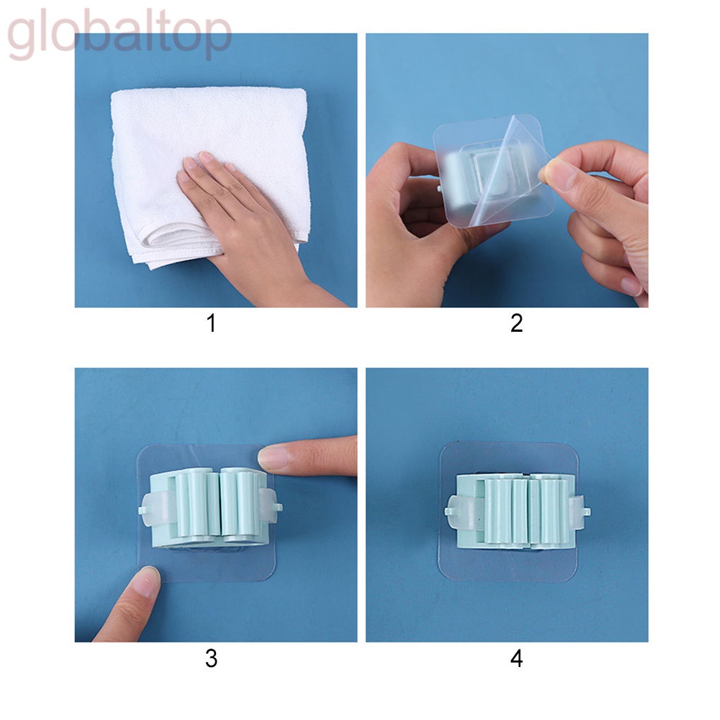 Móc kẹp giữ cây lau nhà/chổi dán tường phòng tắm/nhà vệ sinh