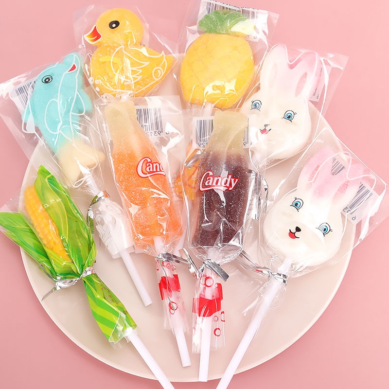 [ Ngộ nghĩnh đáng yêu ] Combo 1000g Kẹo mút dẻo trái cây hình con vịt / thỏ/ Cây nấm / Cá heo/ hướng dương nhỏ siêu kute
